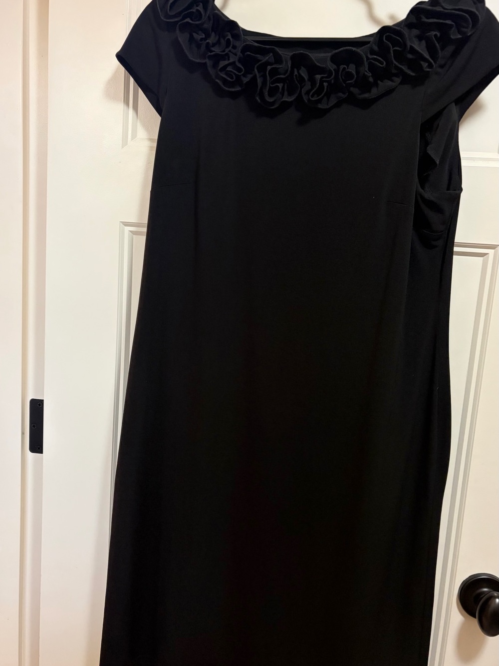Black Ruffle-Trim Midi Dress - Picture 2 of 8